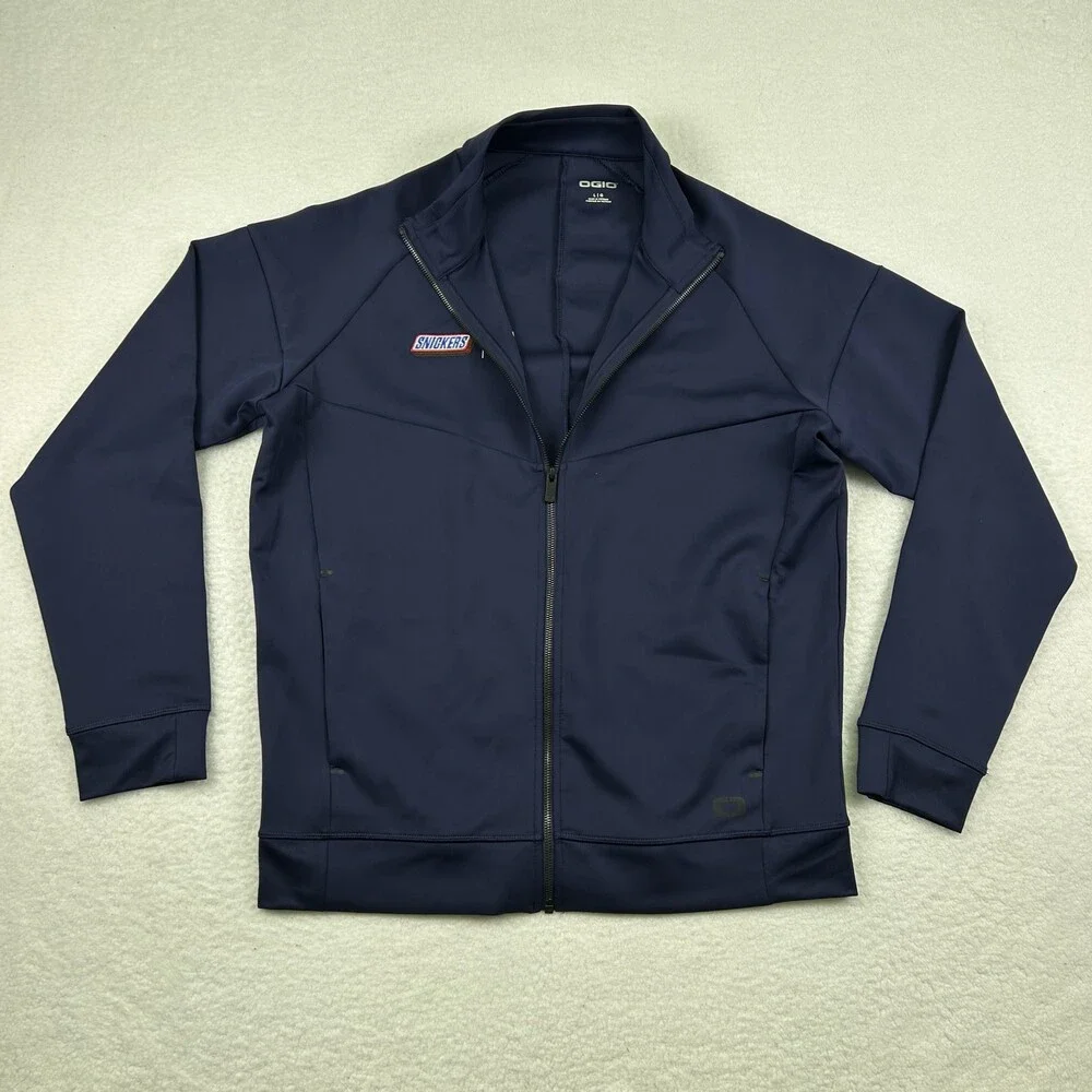 OGIO Jacket Mens Large Soft Shell Full Zip Blue Snickers NFL Logo Pockets